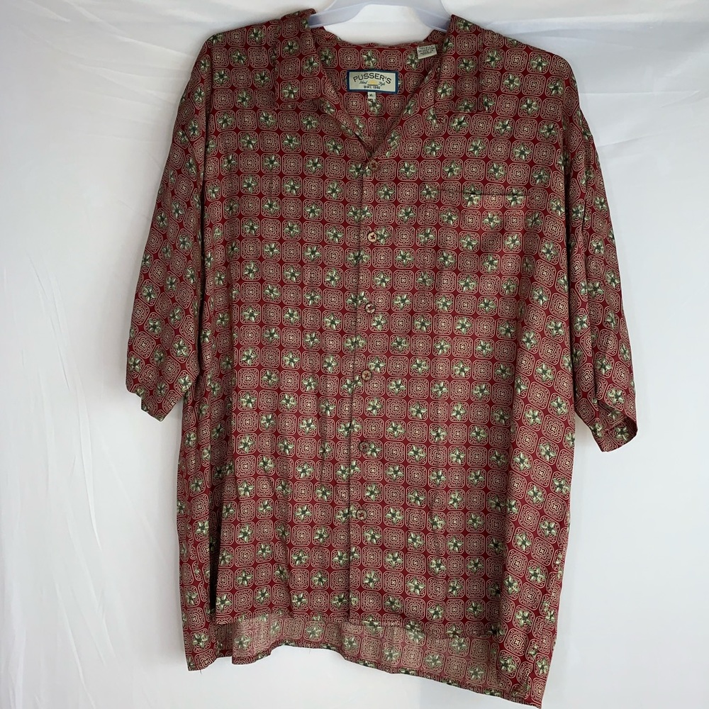 Pussers Hawaiian Shirt Red Floral Short Sleeve
